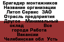 Бригадир монтажников › Название организации ­ Литоп-Сервис, ЗАО › Отрасль предприятия ­ Другое › Минимальный оклад ­ 23 000 - Все города Работа » Вакансии   . Челябинская обл.,Усть-Катав г.